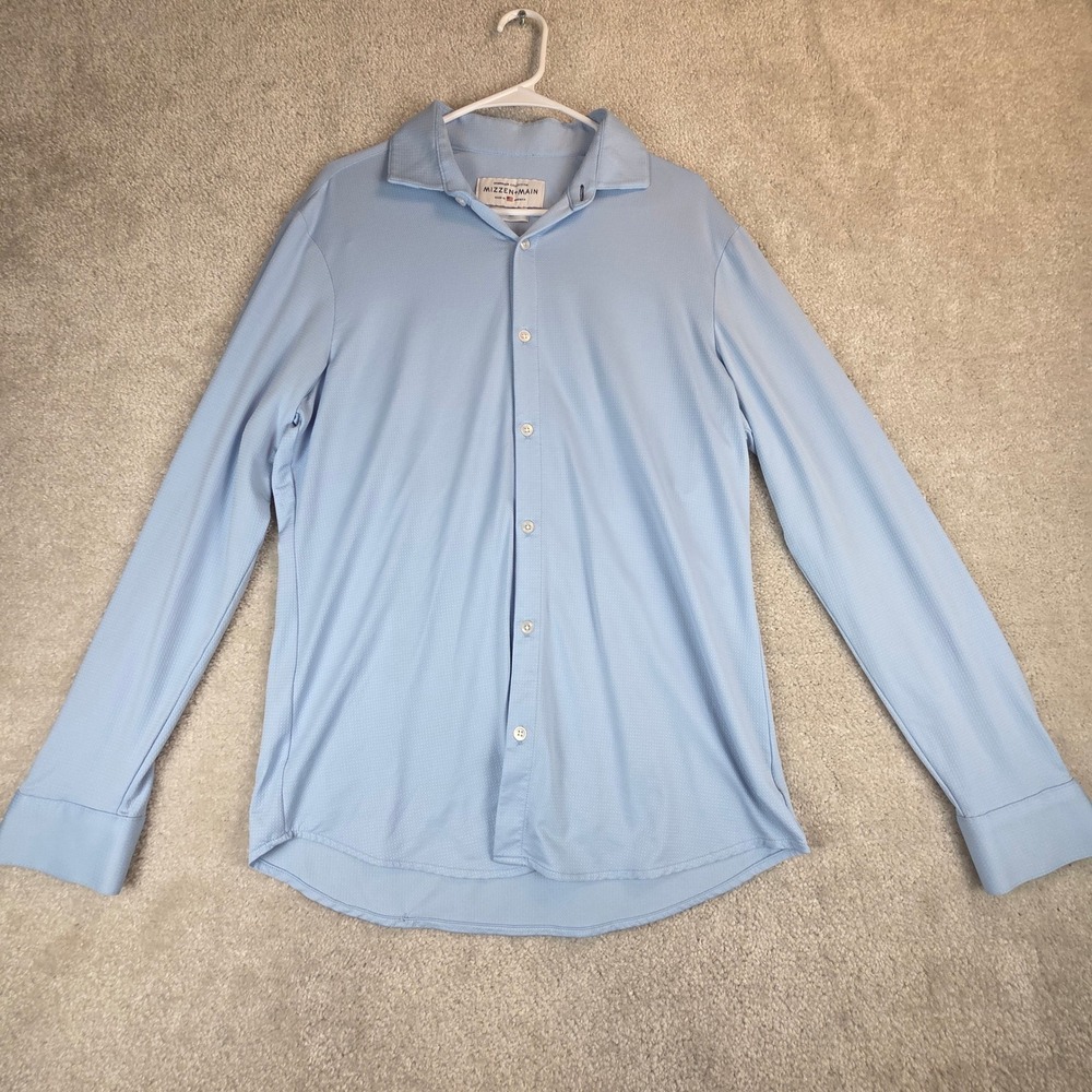 Mizzen + Main Spinnaker Collection Blue Performance Dress Shirt Large Trim Fit